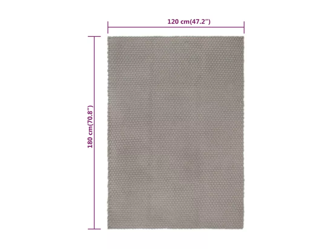 Prolenta Premium - Tapis rectangulaire Gris 120x180 cm Coton