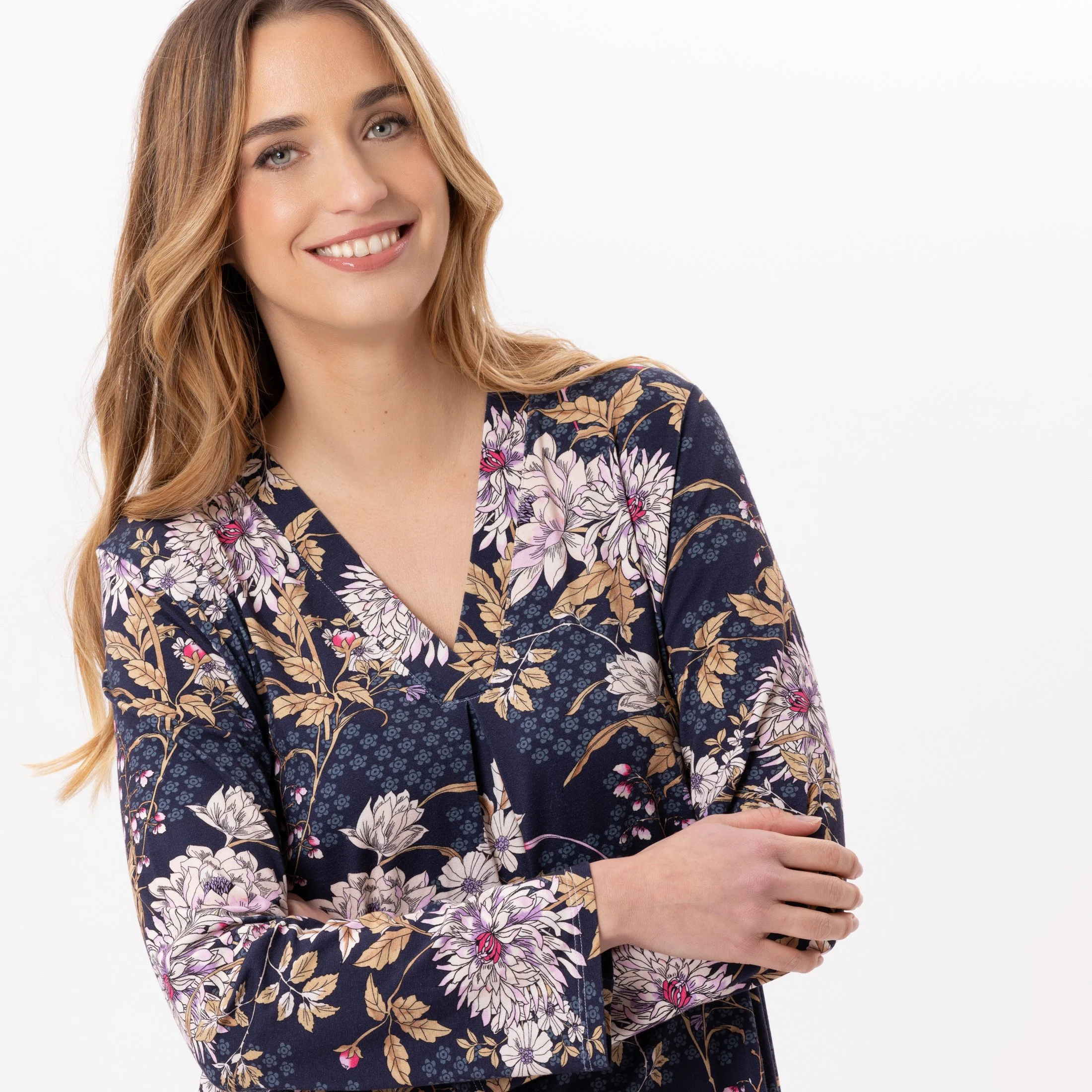 GLORIA 811 - Chemise de nuit longue en jersey | Multicolore