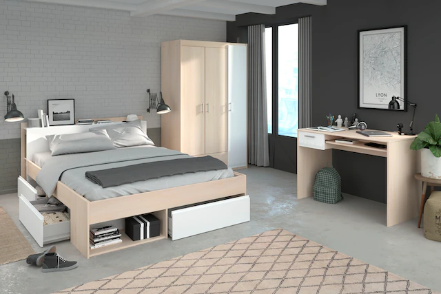 Parisot Jugendzimmer-Set »Most« Set, Bett mit Schubkästen, Kleiderschrank und Schreibtisch, 3 Stk. tlg.