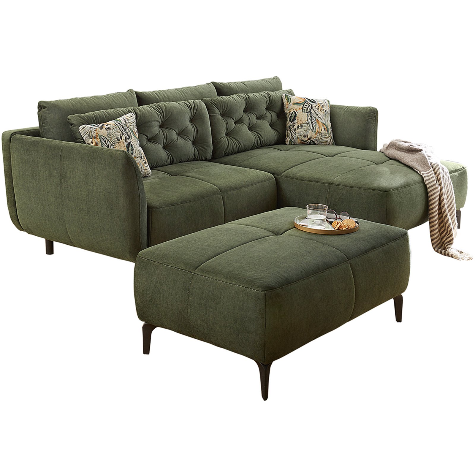 Ecksofa Oslo Stoff Samtvelours grün