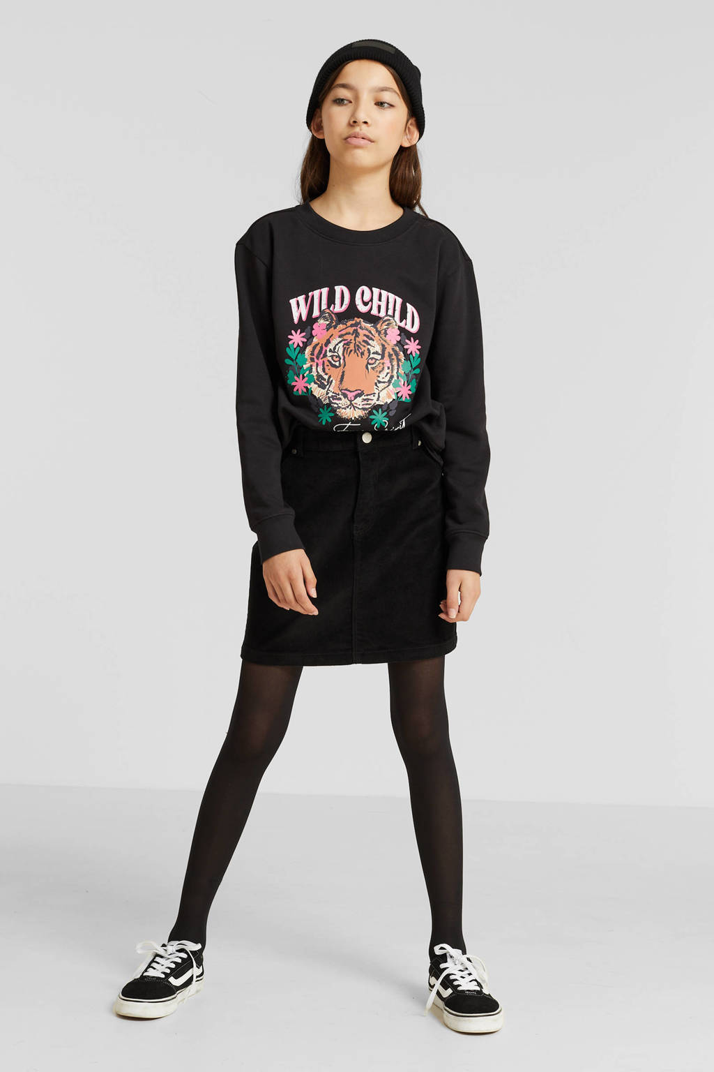 anytime corduroy rok zwart