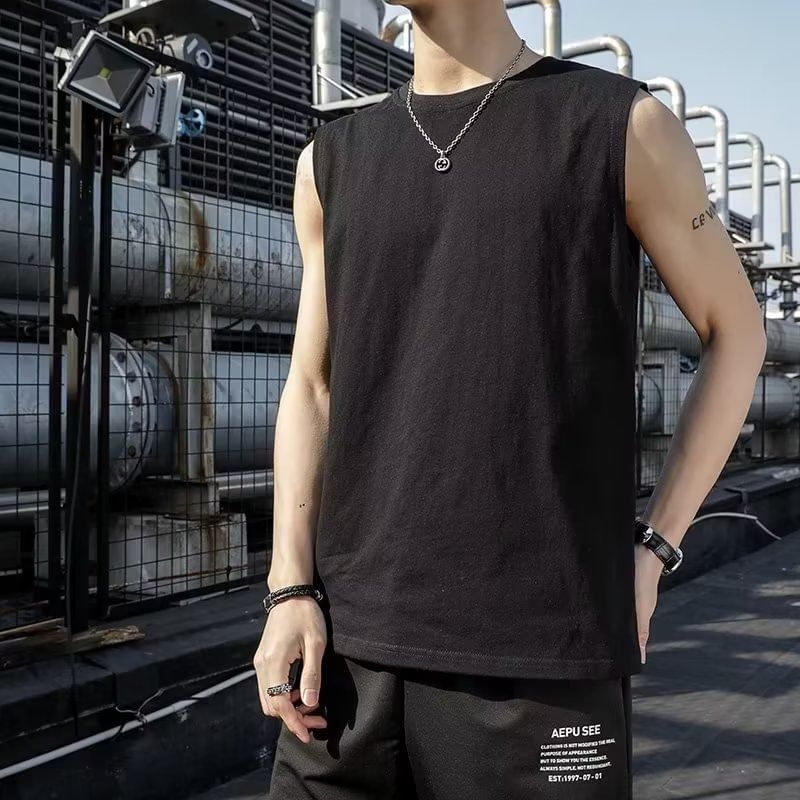 Acritus - Tanktop met ronde hals en effen kleur
