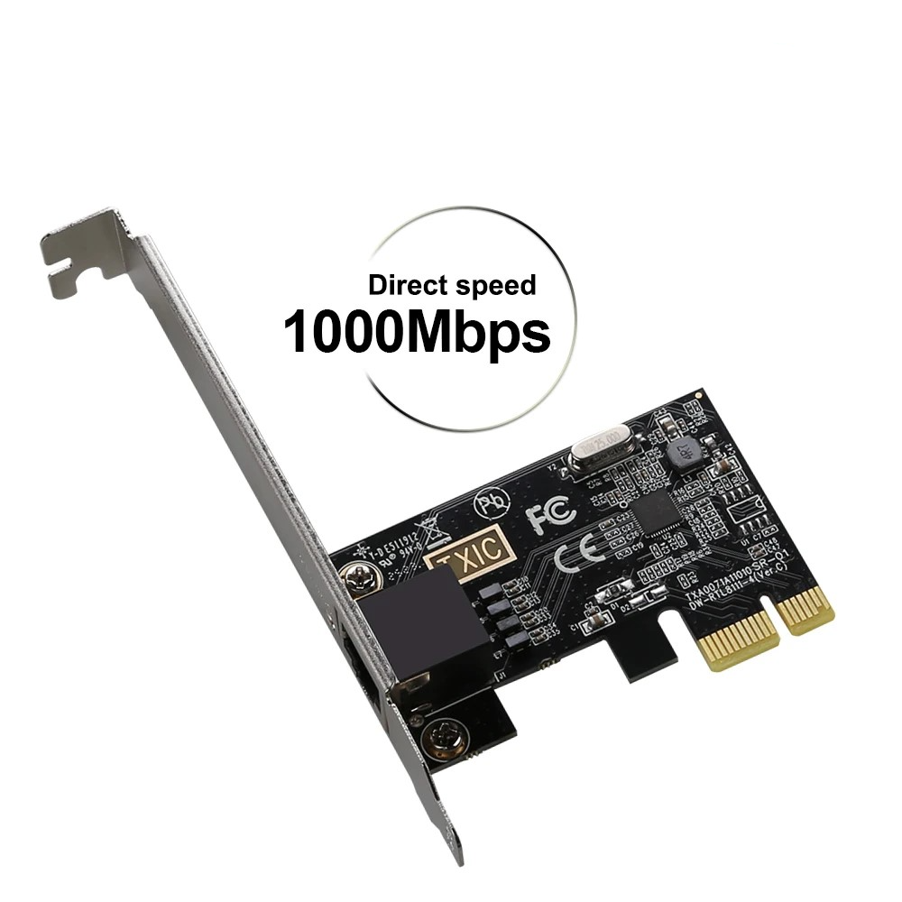 PCIe x1 auf Gigabit Ethernet LAN RJ45 Netzwerkkarte für PC / Computer (10/100/1000 MBit/s) Adapter - Schwarz