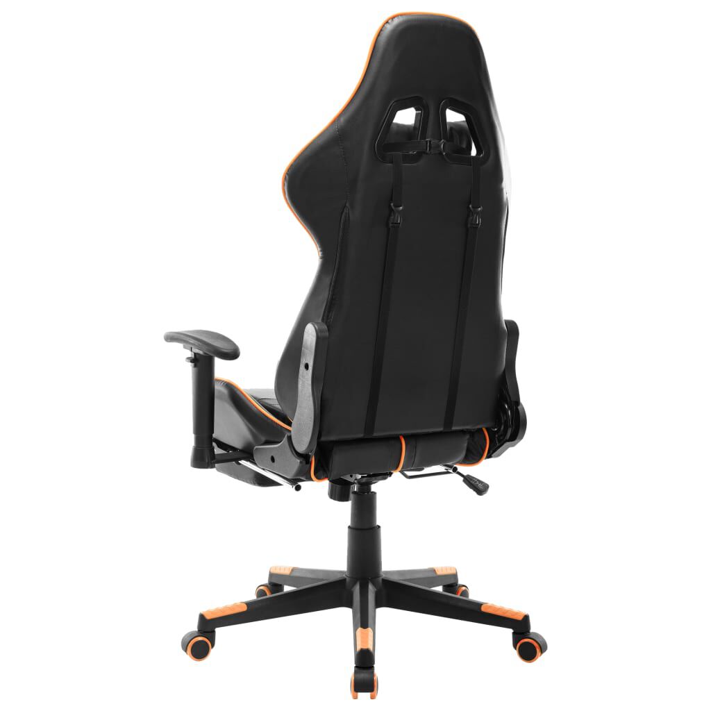 vidaXL Gaming stoel met voetenbank, zwart en oranje