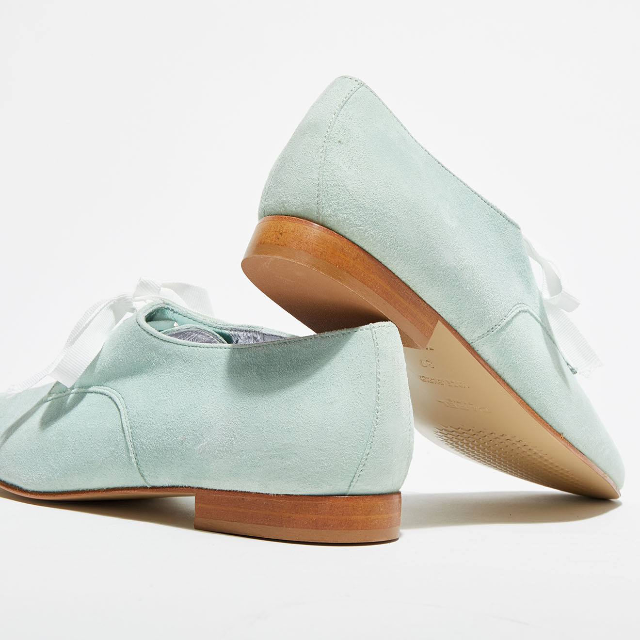 Carel Derbies en Velours de Cuir vert d'eau
