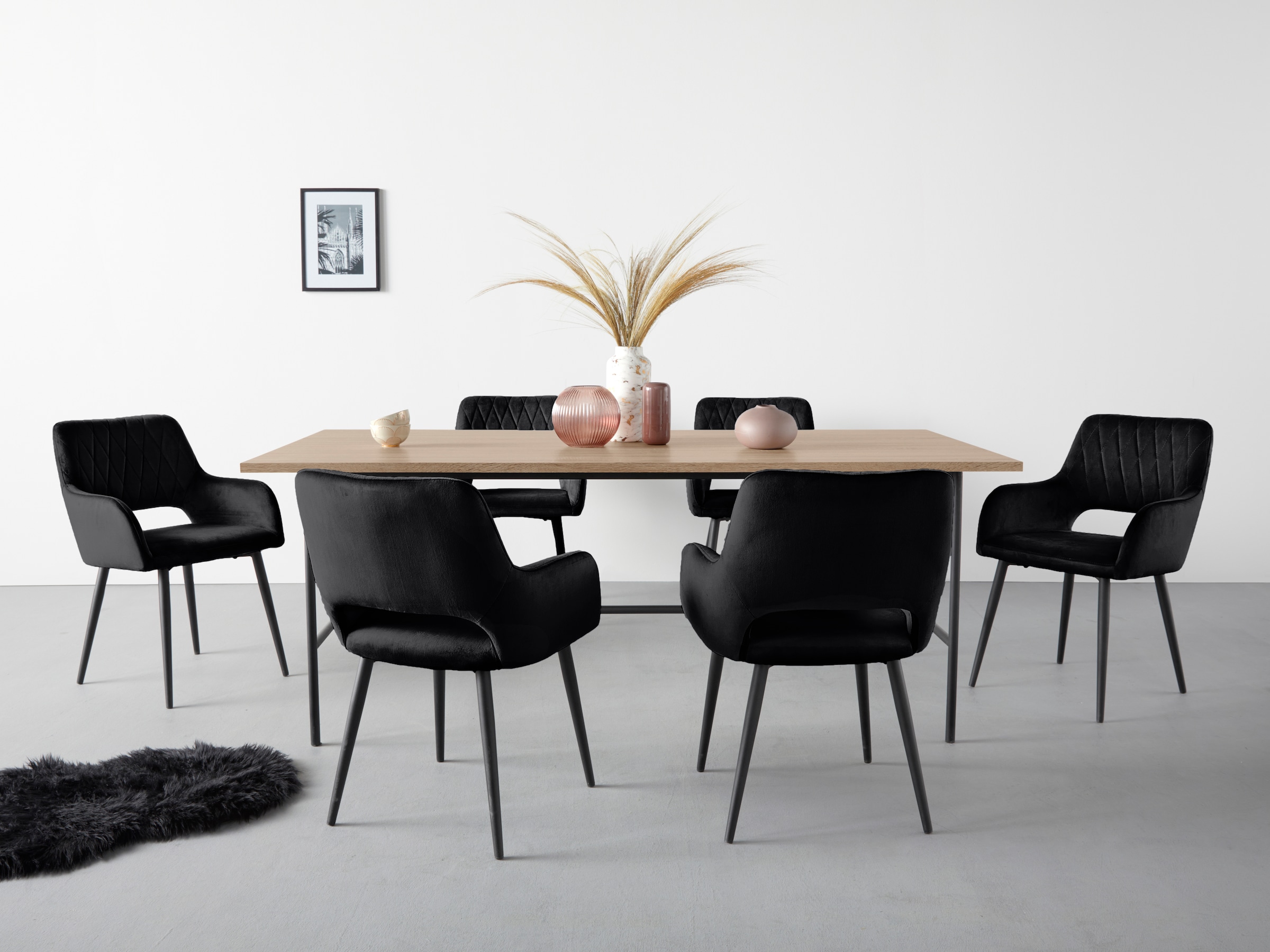Leonique Esszimmerstuhl »Franca« (Set) 2 Stk.Sitz in Samtvelours, Rückenlehne mit Rautensteppung, Sitzhöhe 48 cm