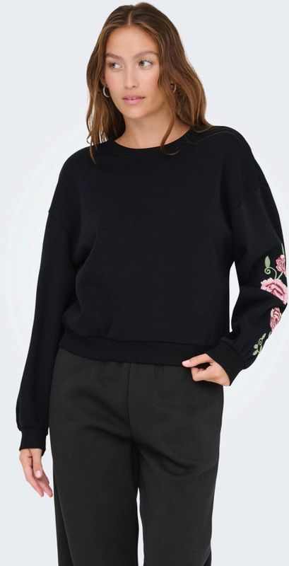 Only - Onlbrooklyn Embroidery Box Swt - Trui - Zwart - Dames