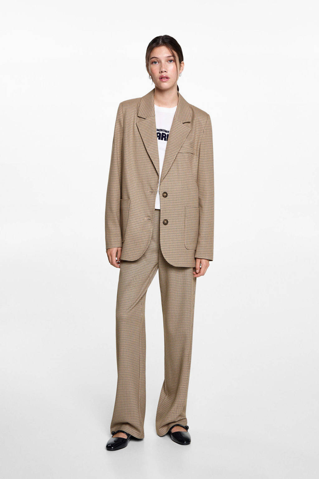 MANGO TEEN regular fit blazer lichtbruin