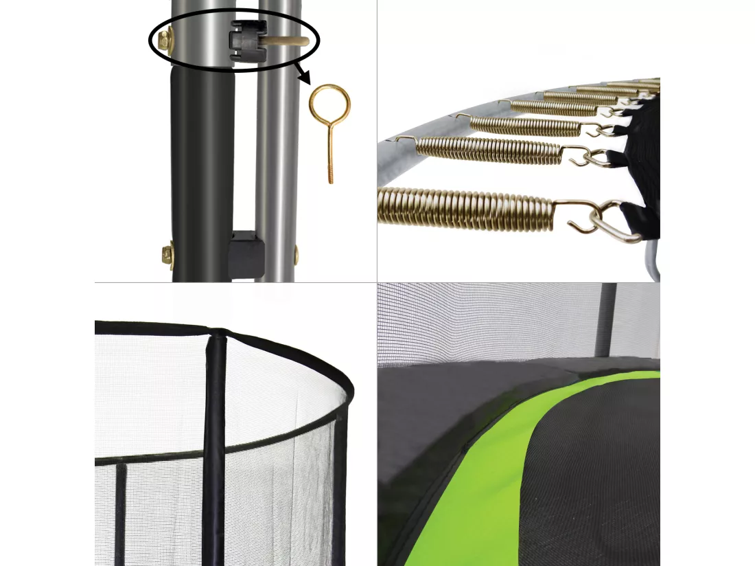 Kangui - Trampoline de jardin rond 305 cm + filet de sécurité | PUNCHI Vert 300