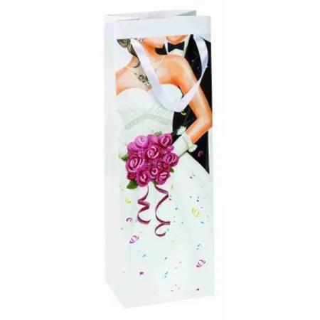 Idena Flaschentasche Hochzeit mit Applikation, ca. 35 x 12 x 9cm