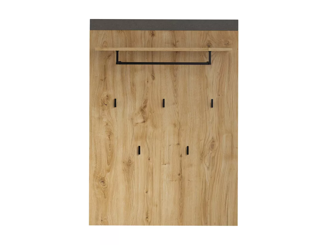 Meuble d'entrée - Panneau d'accrochage - Mélaminé chêne et Feutre - Naturel-Gris foncé - 79 - 110 - 27 cm
