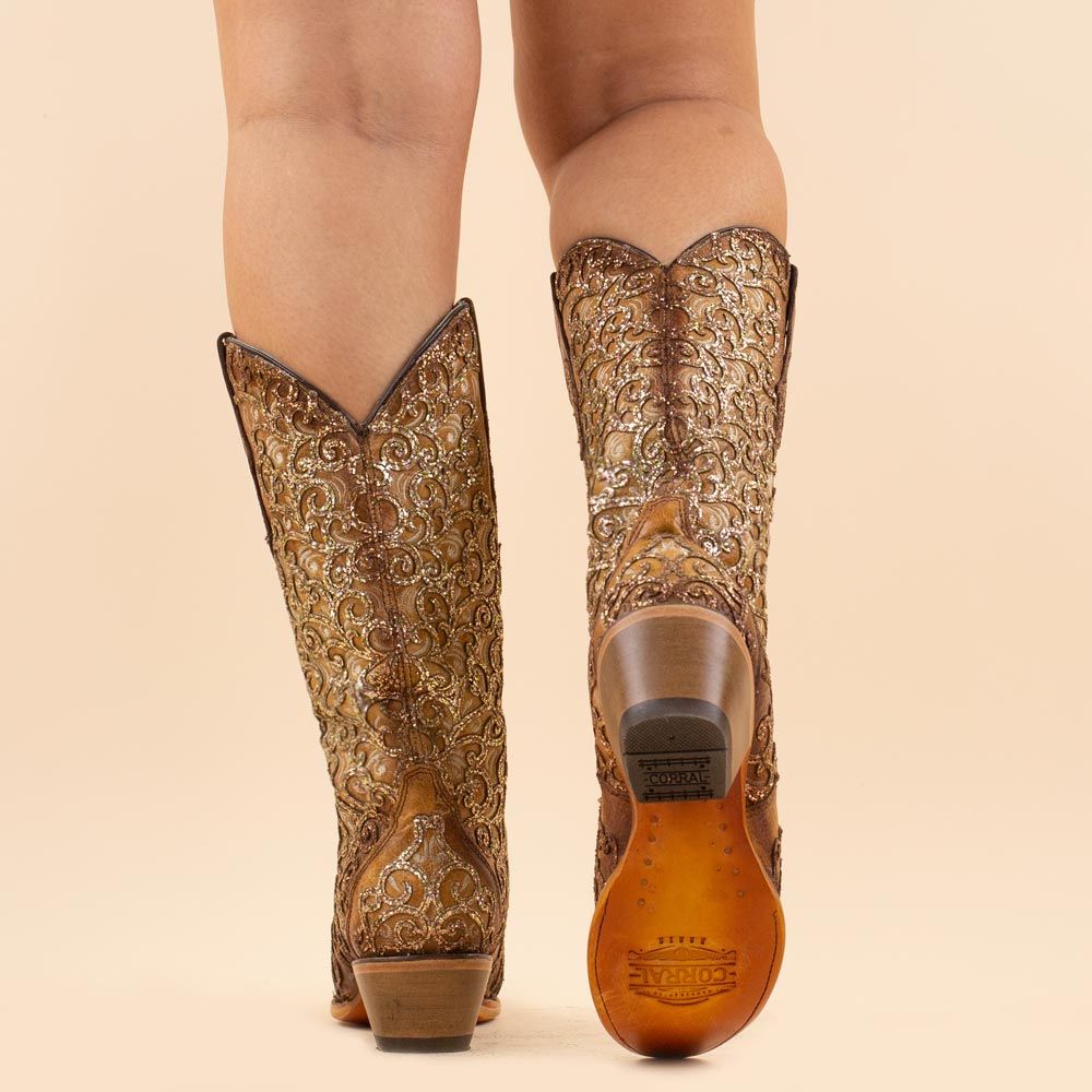 Corral boots C4051 Saddle Glitter Overlay