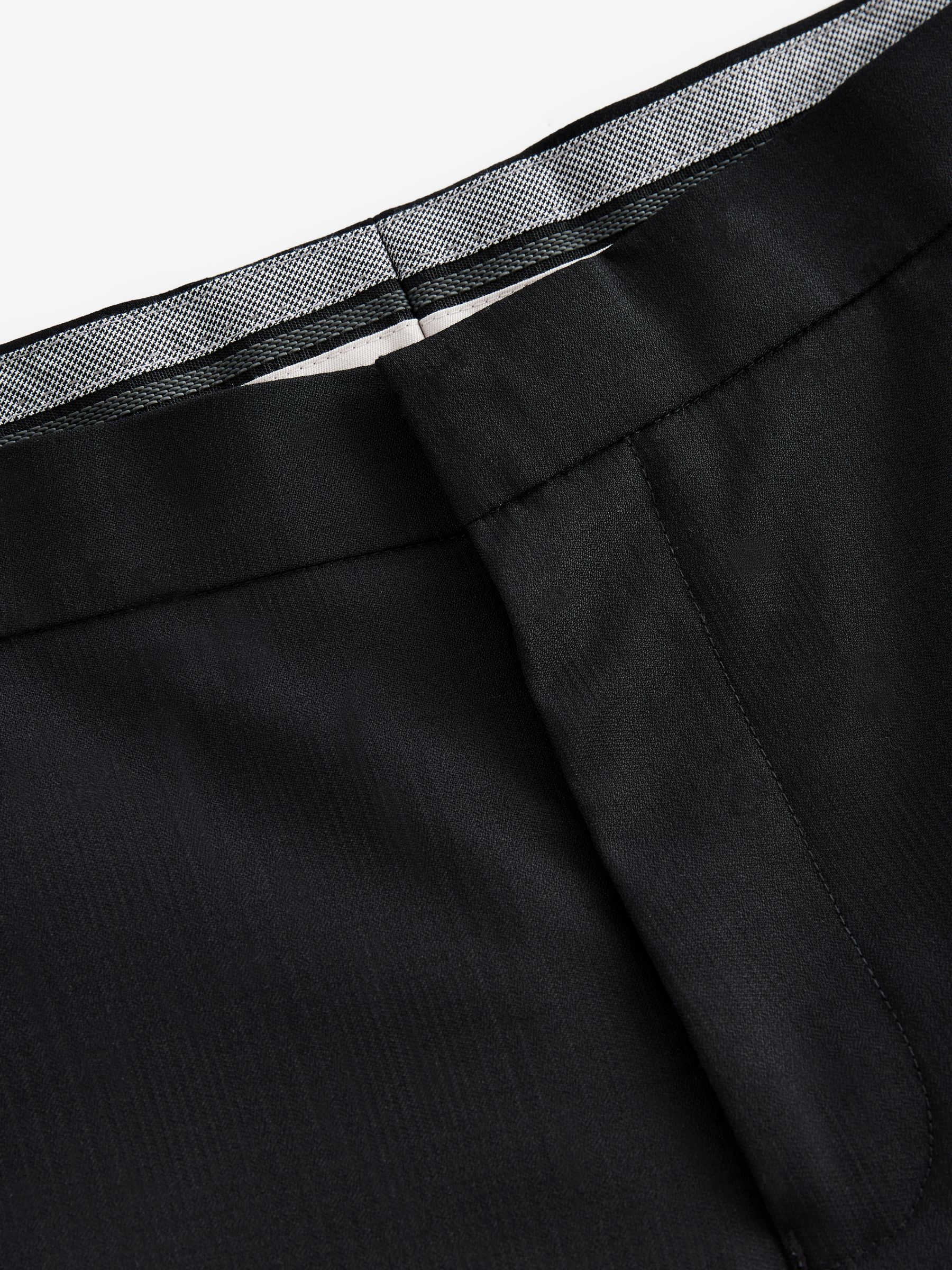 Zwart - Signature Marzotto 100% Italian Wool Check Tuxedo Suit Trousers