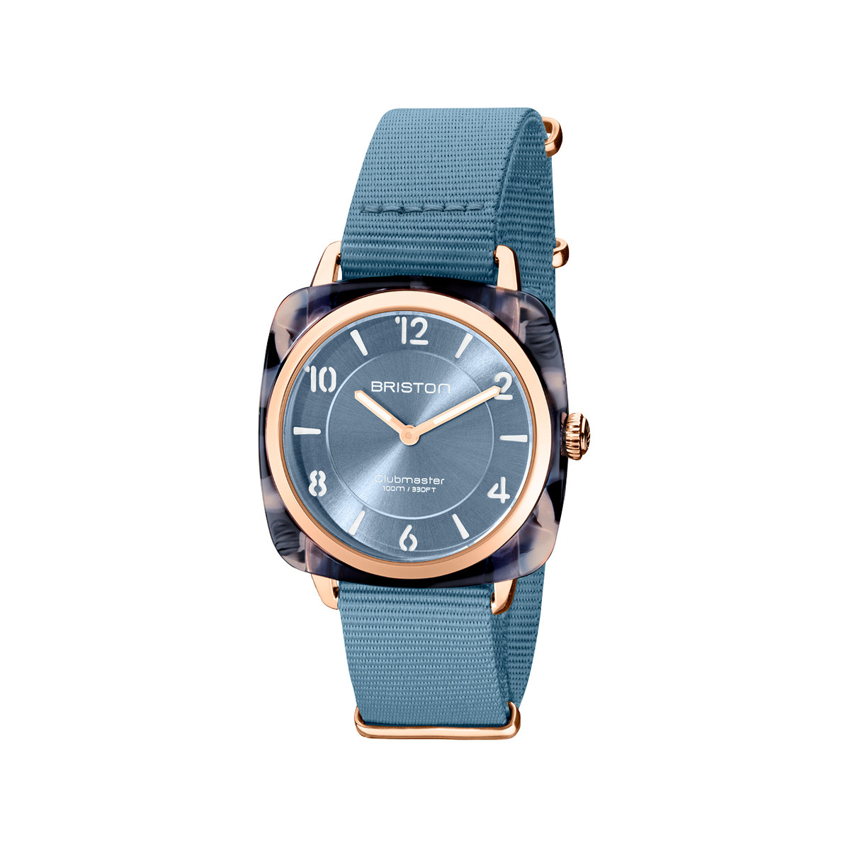 Montre BRISTON clubmaster chic femme bracelet tissu bleu fonce