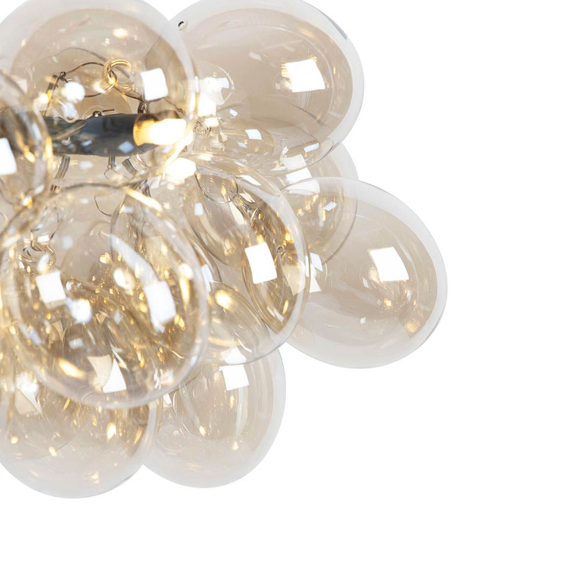 Smart hanglamp zwart met amber glas incl. 8 Wifi G9 - Uvas