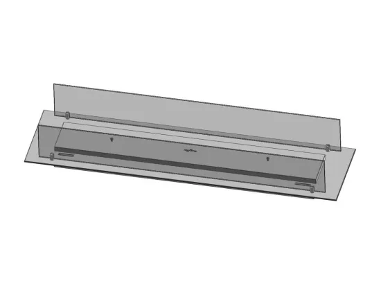 Insert/support brûleur bioéthanol 120cm en inox avec verres inclus