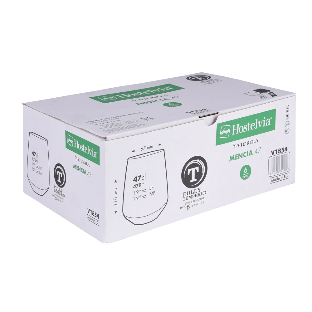 Boîte de 6 gobelets trempés Mencia 47 cl Vicrila