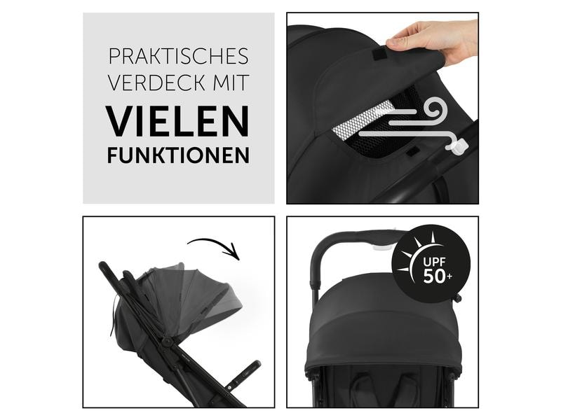 Hauck Buggy Travel N Care Schwarz Handlicher, kompakt verstaubarer Kinderwagen