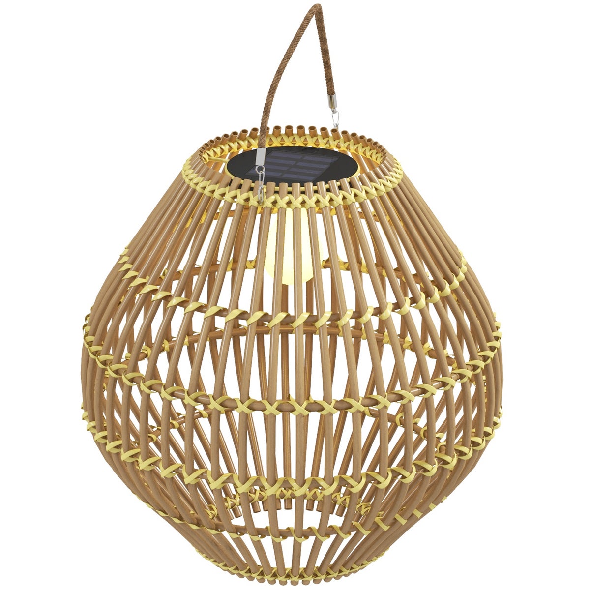 Outsunny solarlamp, Ø31 x 32Hcm, PE rotan, staal, geel