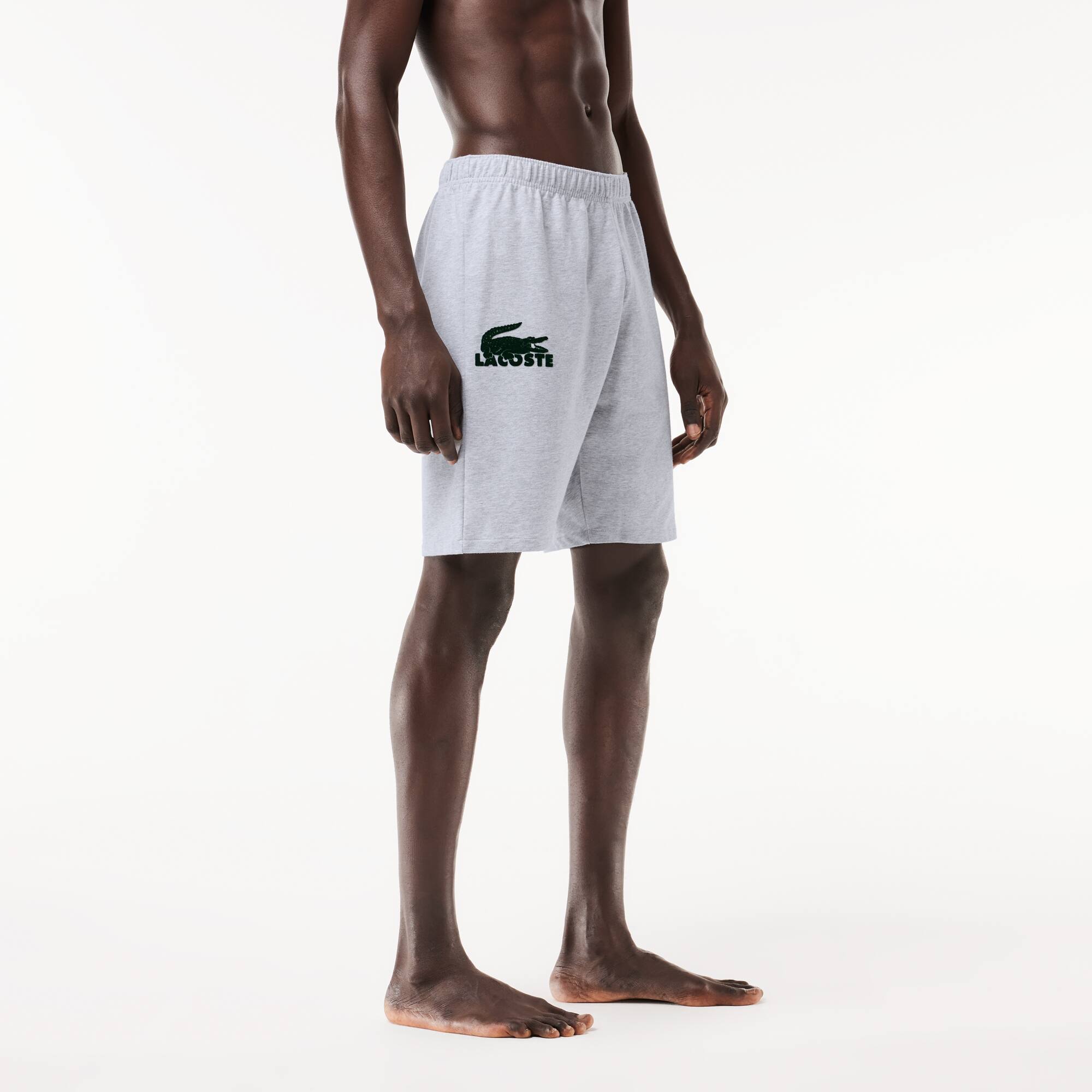 Short d'intérieur en molleton de coton uni avec crocodile velours Vêtements d’Intérieur - Gris - Lacoste - Homme