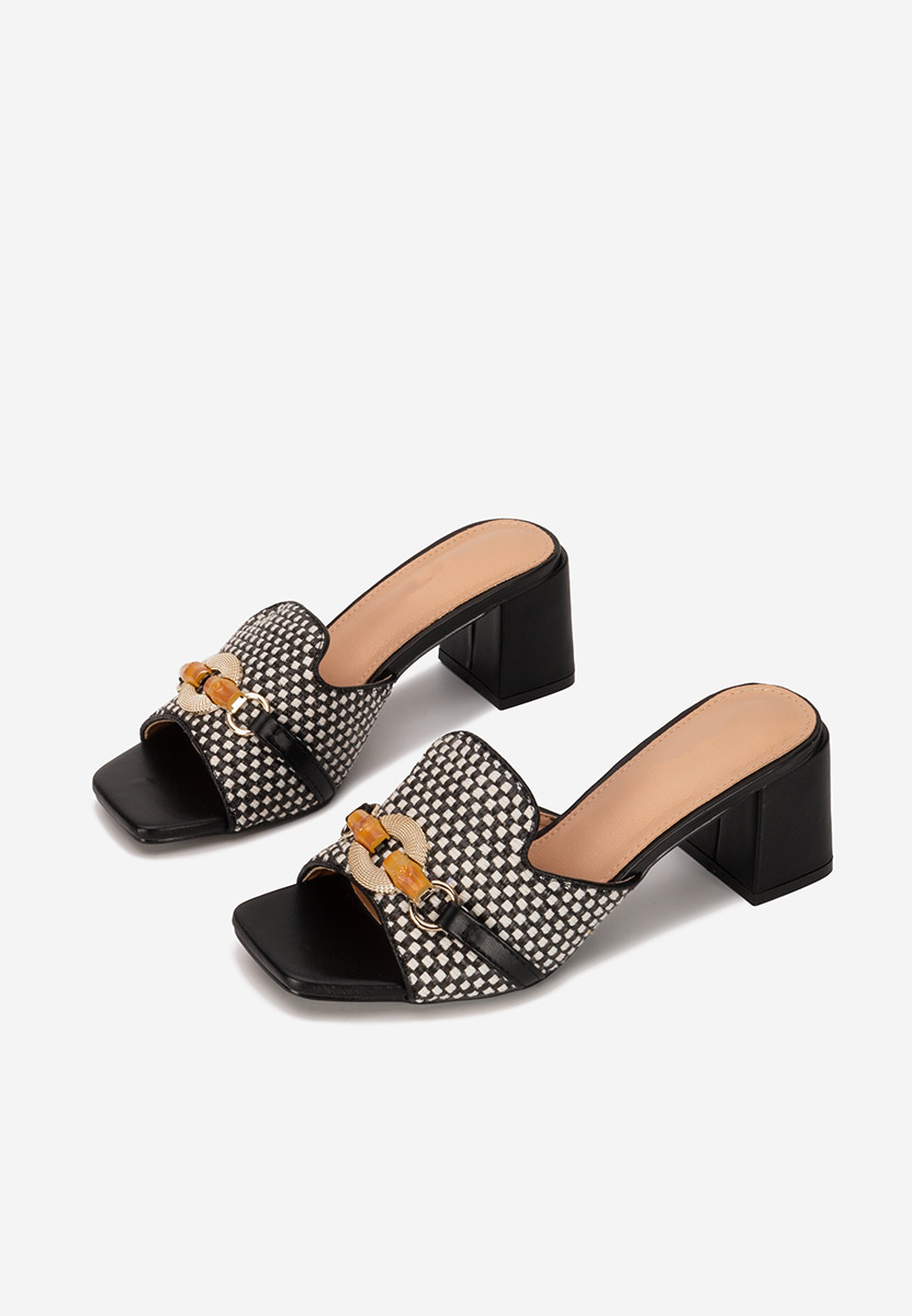 Mules à talon épais noirs Olenna