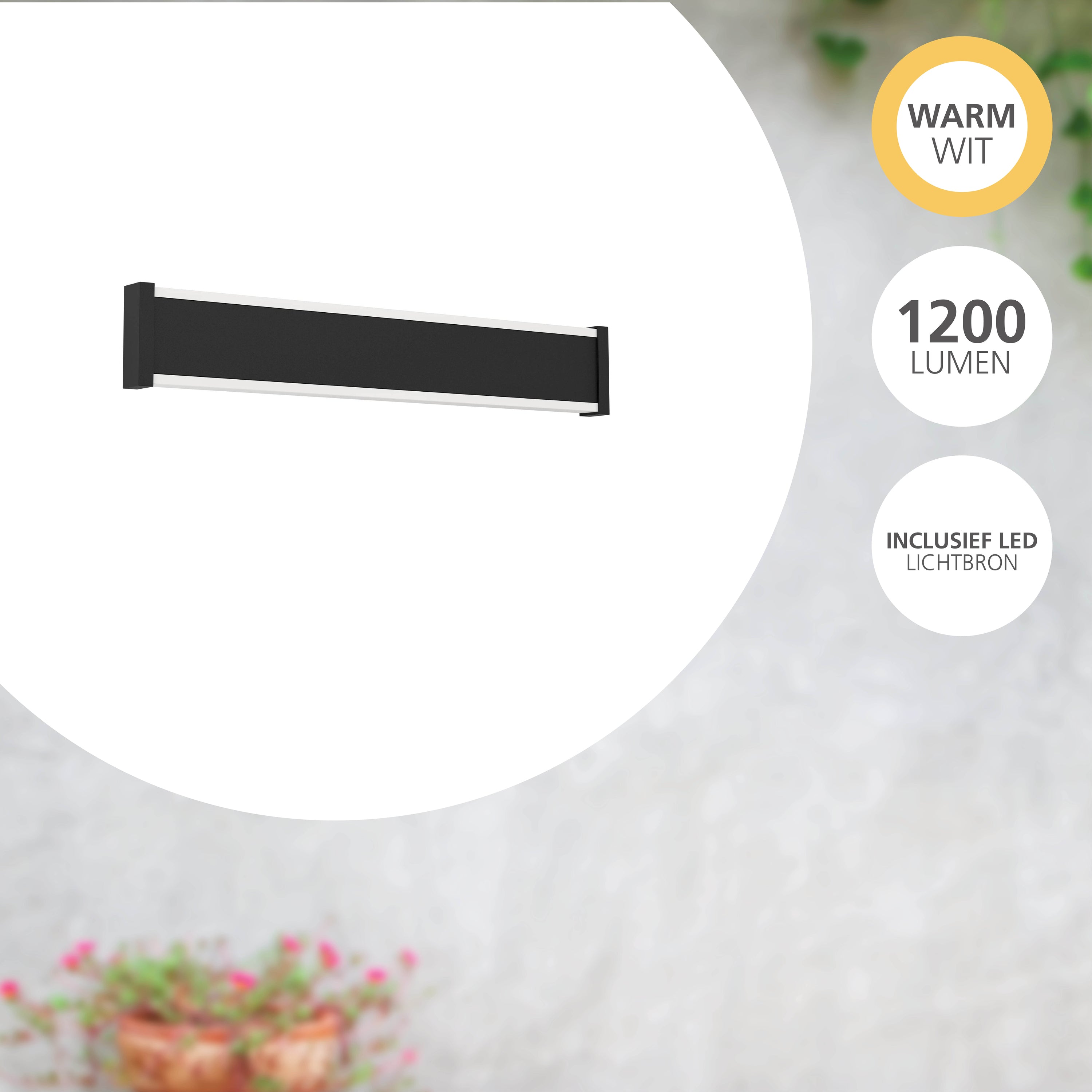 EGLO Neviano Wandlamp - LED - 38 cm - Zwart|Wit