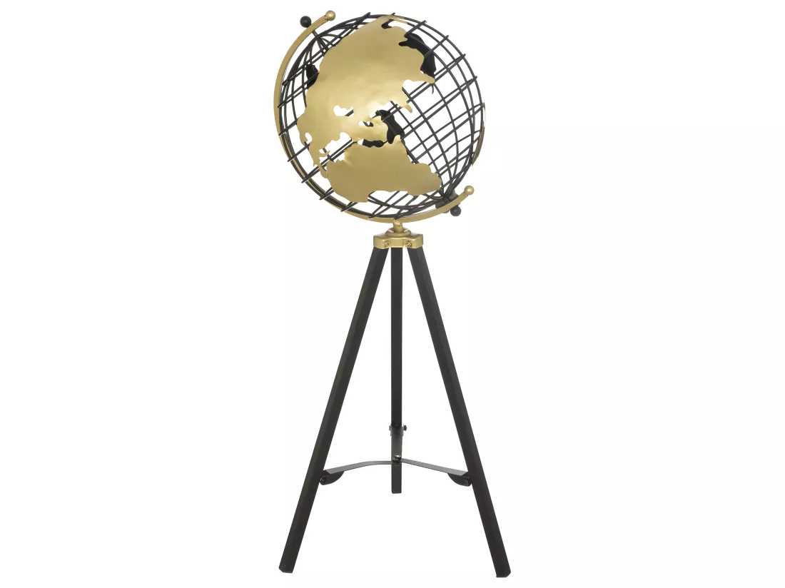 Objet déco Globe sur pied en Métal Doré H 70 cm