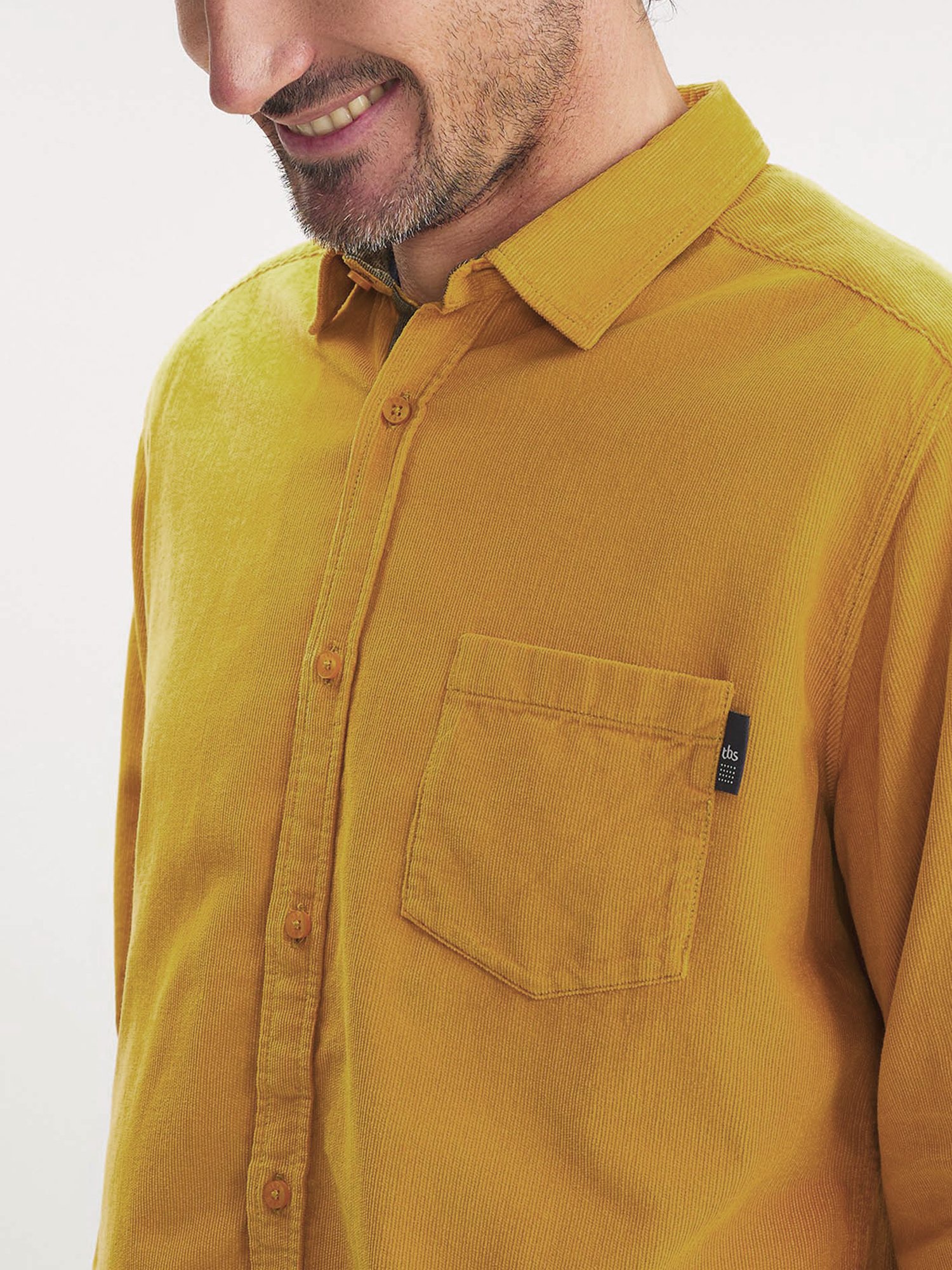 Chemise Homme Velours Côtelé Jaune