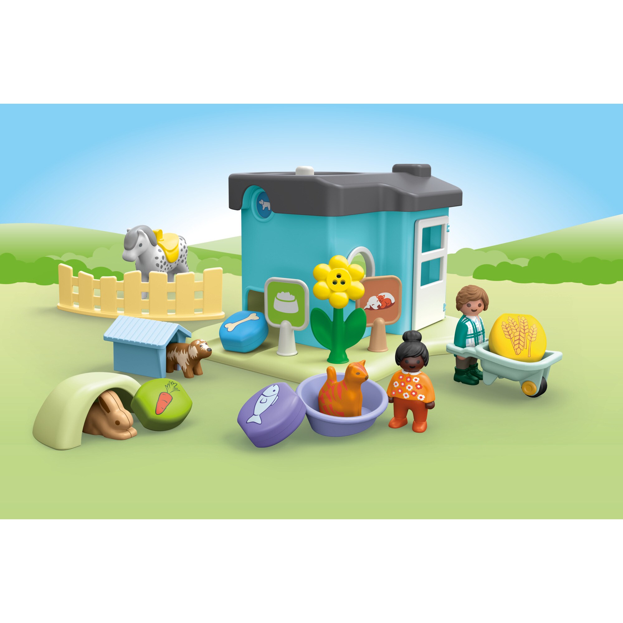 PLAYMOBIL Konstruktionsspielzeug Junior: Tierpension mit Futterspender