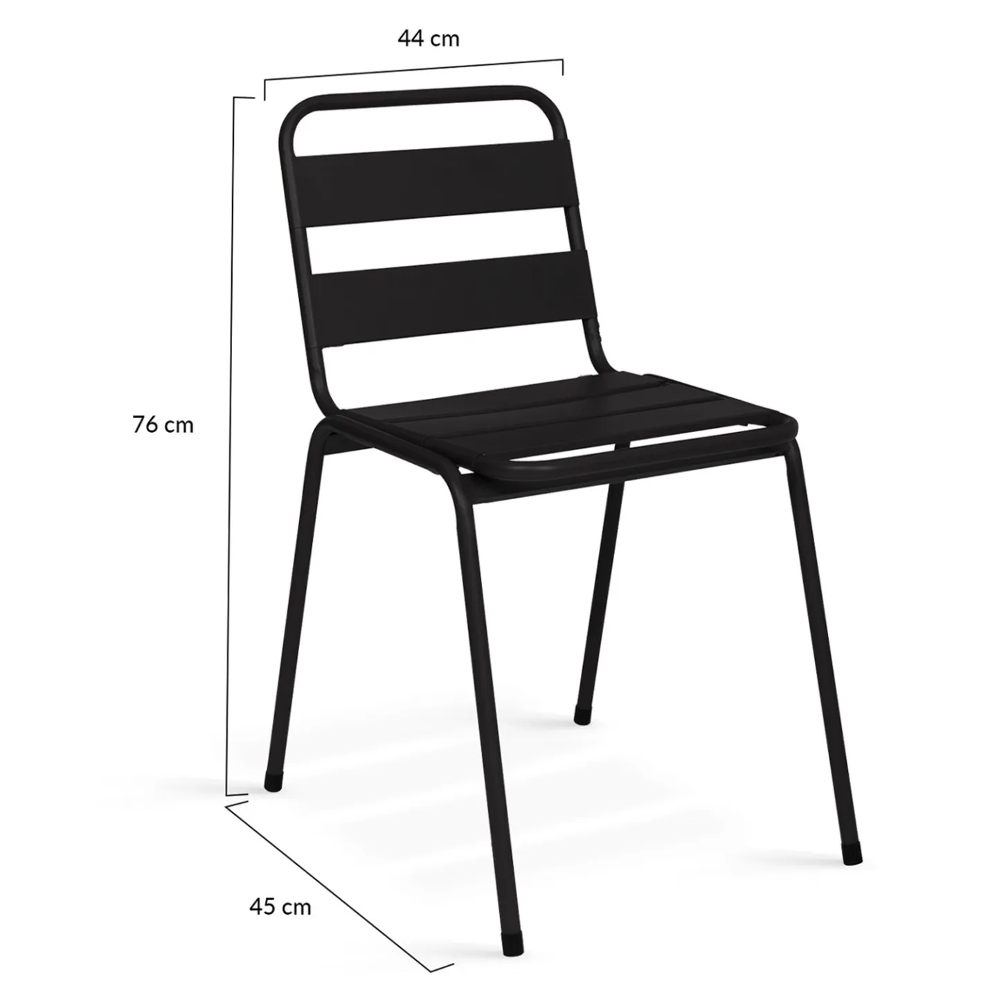 Salon de jardin extensible SOHO 8/10 places table 160/200 cm acier + acacia et 8 chaises empilables noires
