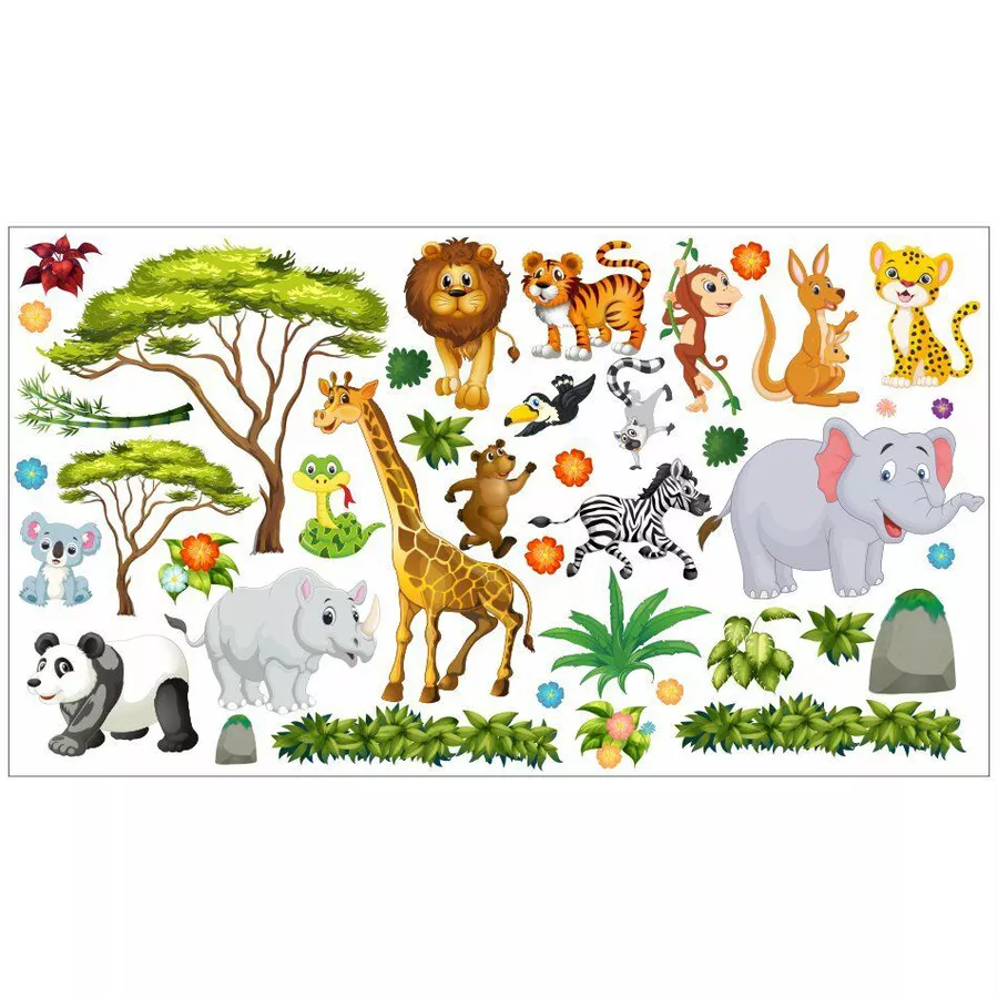 Nikima Wandtattoo 060 Wandtattoo Dschungel Tiere bunt