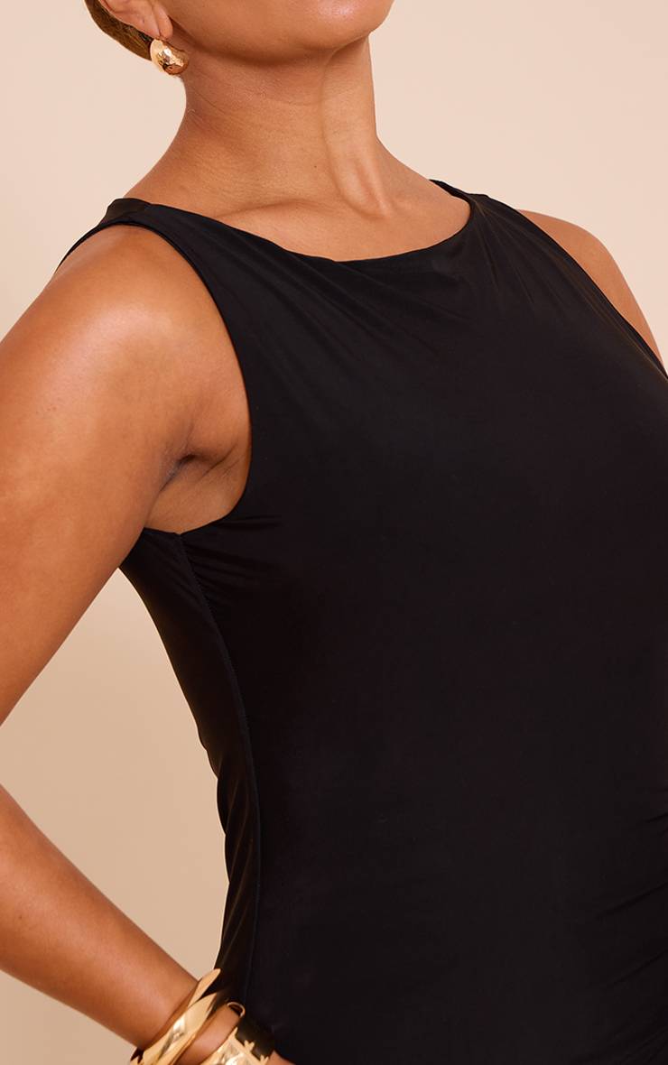 Noir Robe Moulante Mini Shape En Jersey Slinky À Encolure Drapée