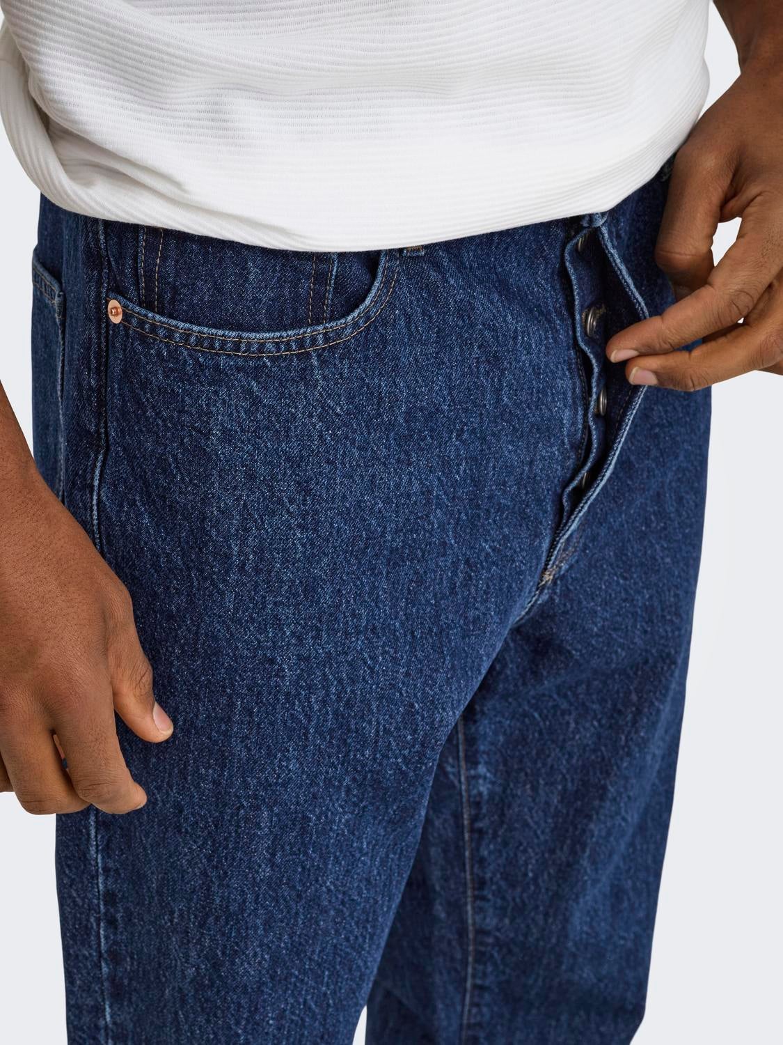 ONSTYE Hohe Taille Locker geschnitten Jeans Medium Blue Denim