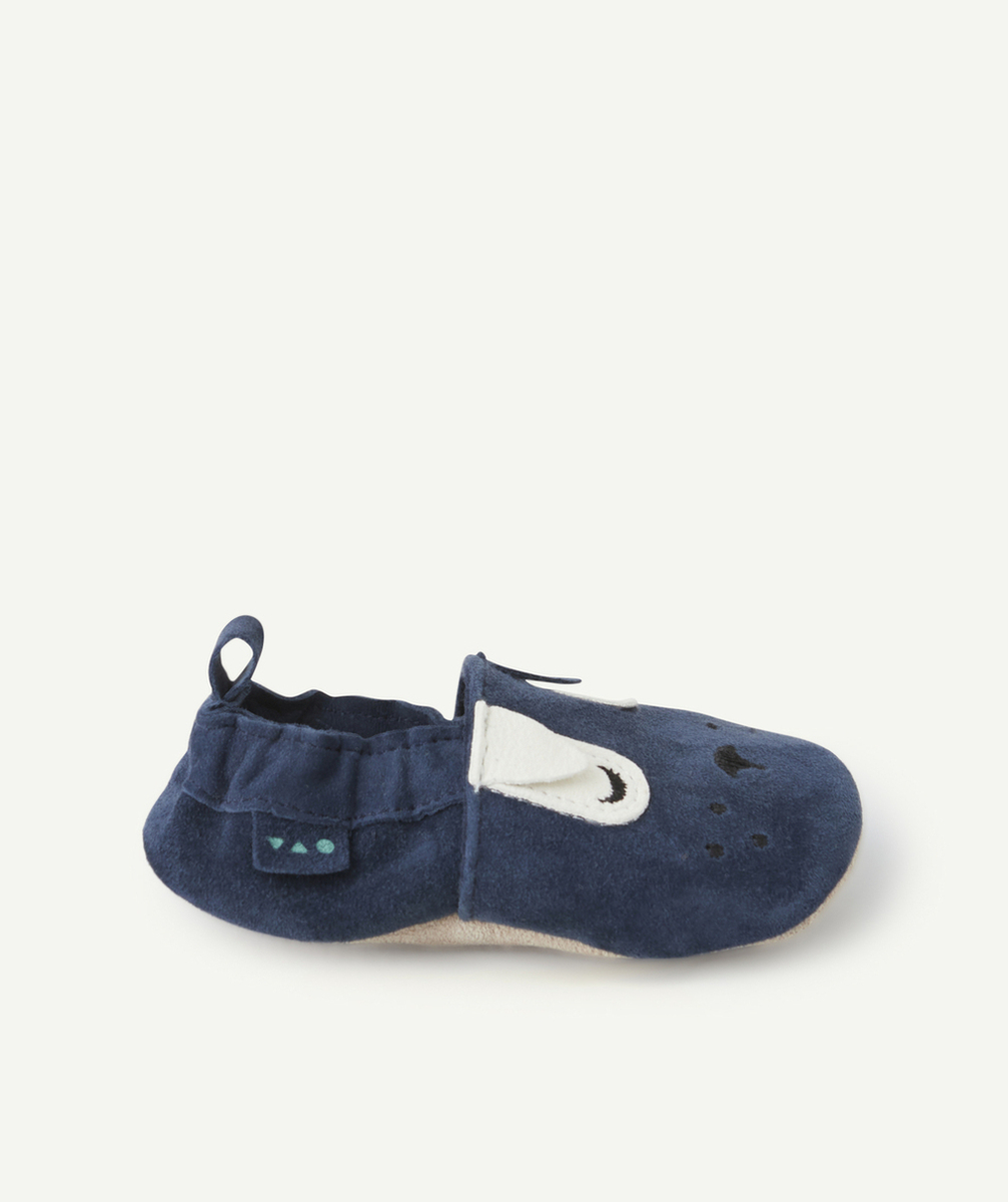 chaussons bébé garçon bleus marine motif tête de chien