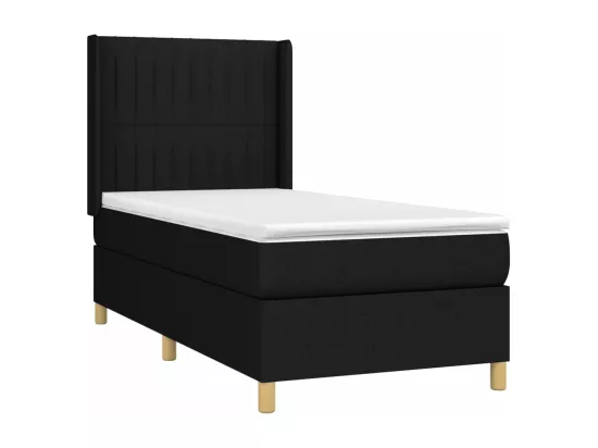 Sommier tapissier avec matelas et LED Noir 90x190 cm Tissu