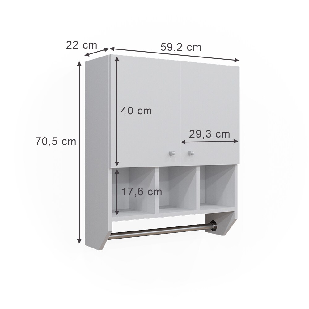 Vicco Badschrank Fynn Weiß 59 x 71 cm Hängeschrank 2 Türen