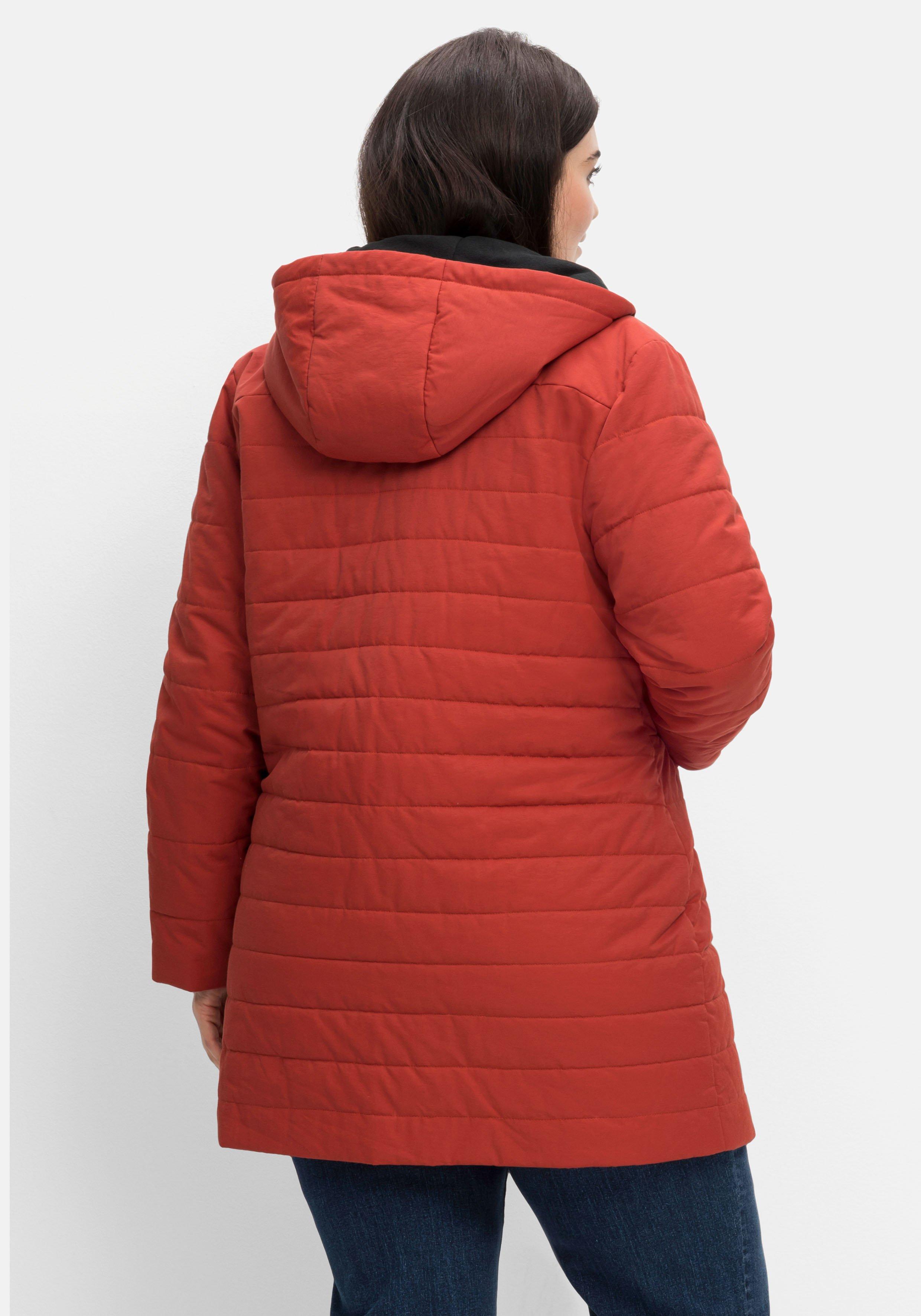 Longsteppjacke mit Kapuze und 2-Wege-Zipper