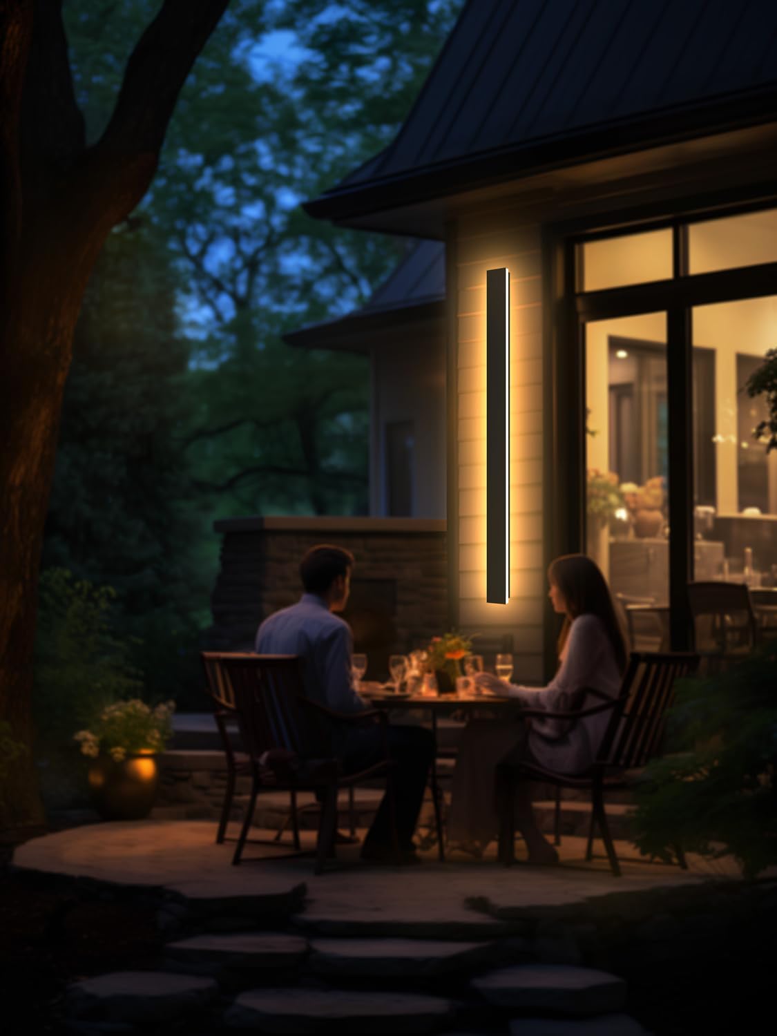 Lange Wandleuchte Villa Wandleuchte Schwarz Wandleuchte LED Außen Aluminium Acryl Wasserdicht IP65 für Gärten, Terrassen, Schlafzimmer, Wandleuchte Innen Wohnzimmer, 150 cm, 48 W