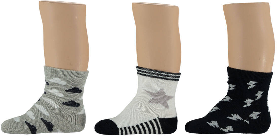 Apollo baby sokken - set van 6 zwart/wit/grijs