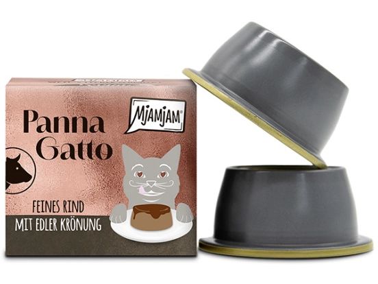Mjamjam Panna Gatto Rind mit edler Krönung, 2 x 80 g Alleinfuttermittel für ausgewachsene Katzen