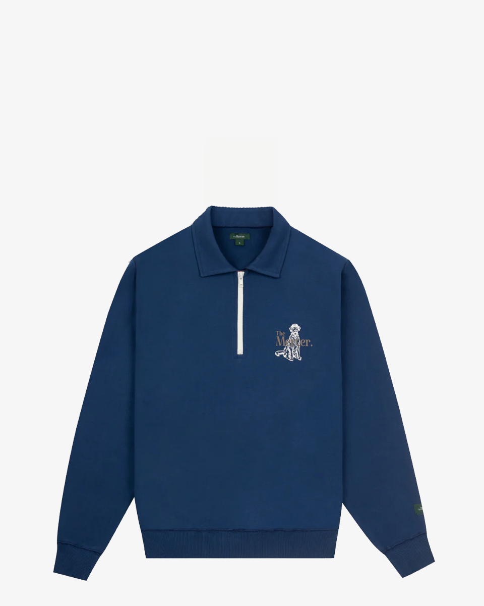 Mercer Amsterdam The Mercer Dog Quarter Zip Donkerblauw Sweater