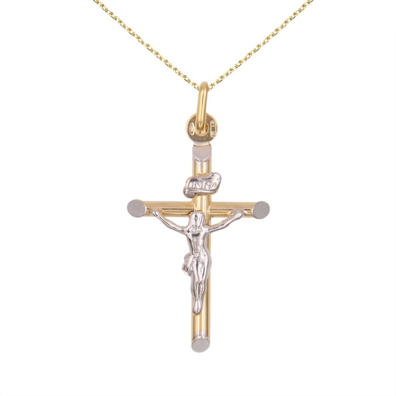 Collier - Croix Or 18 Carats 750/000 - Christ sur la Croix