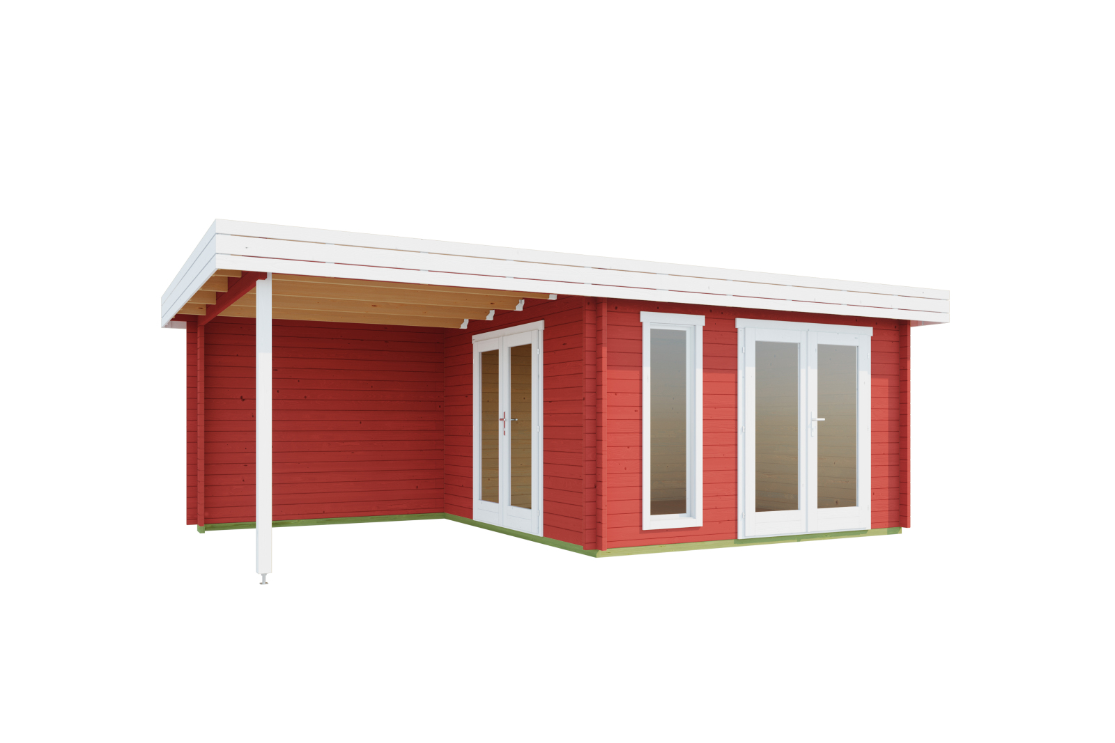 Gartenhaus ANDERS - schwedenrot - Fichte massiv - 360x360 cm