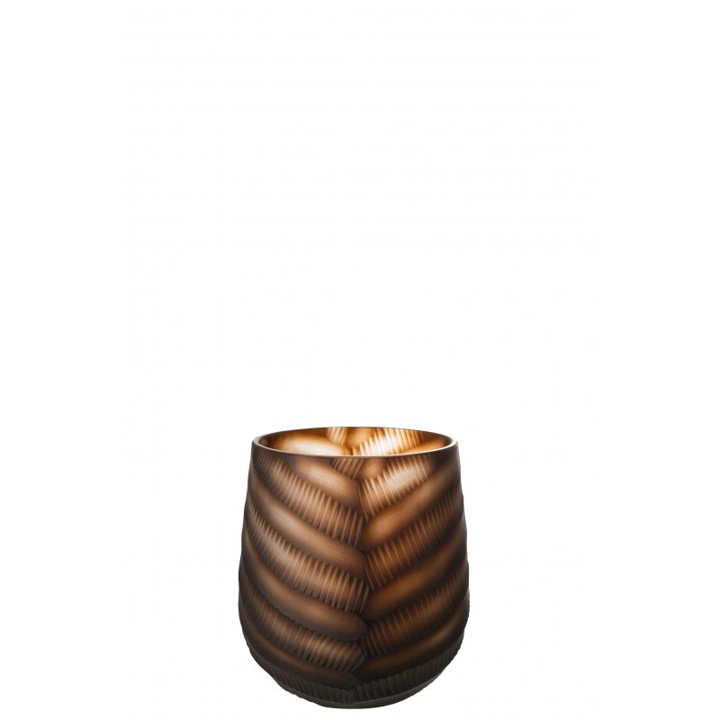 Vase sculpté en verre marron 16x16x17 cm