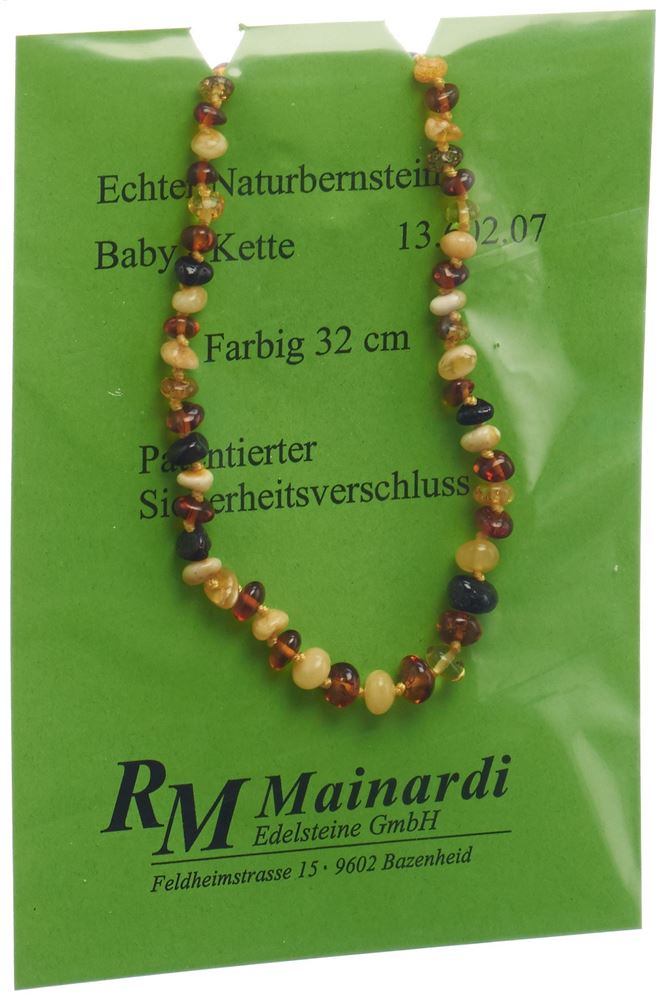 Mainardi Natur Bernstein 32cm farbig Sicherheitsverschluss 1 Stk