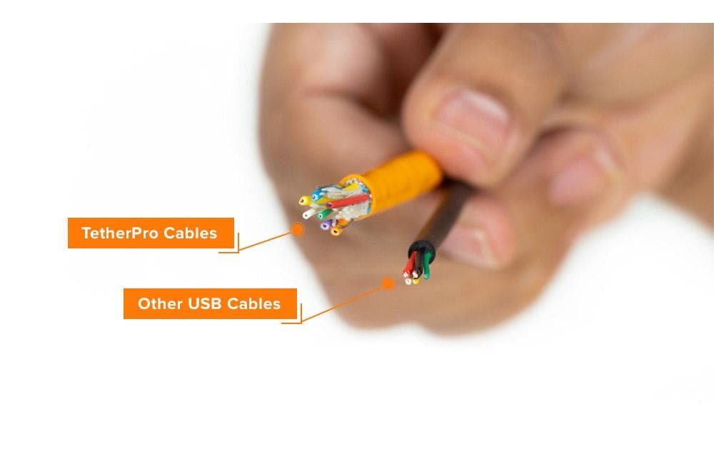 Kabel TetherPro USB-C zu USB 3.0 Male B, 4.6 m OrangeUSB-C zu USB-B 3.0 Anschlusskabel