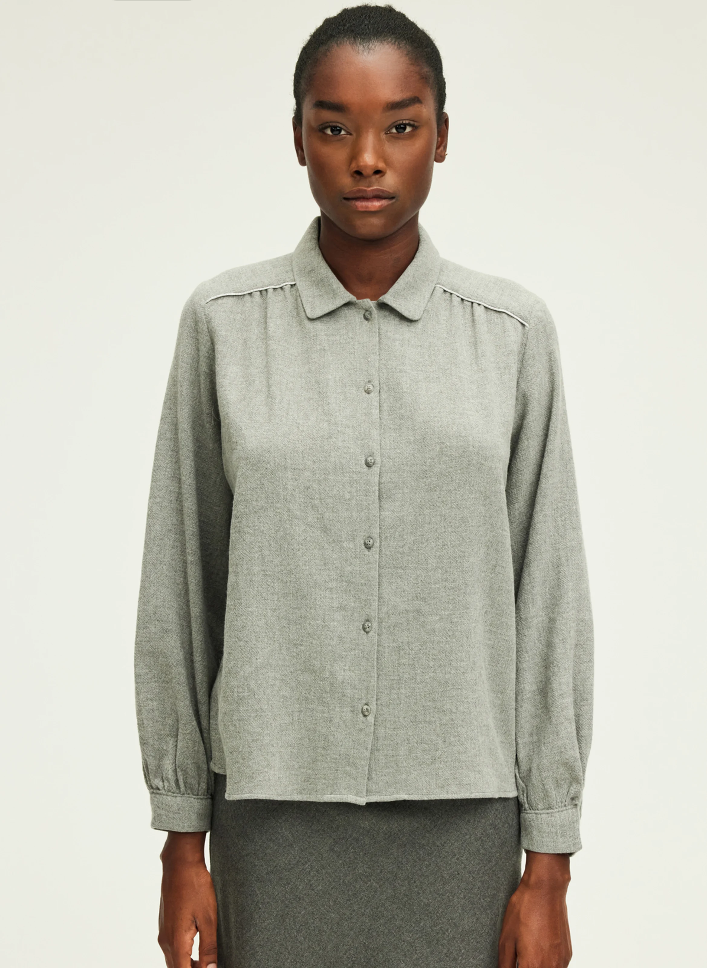 BERMA - Chemise col classique en laine mélangée | Gris