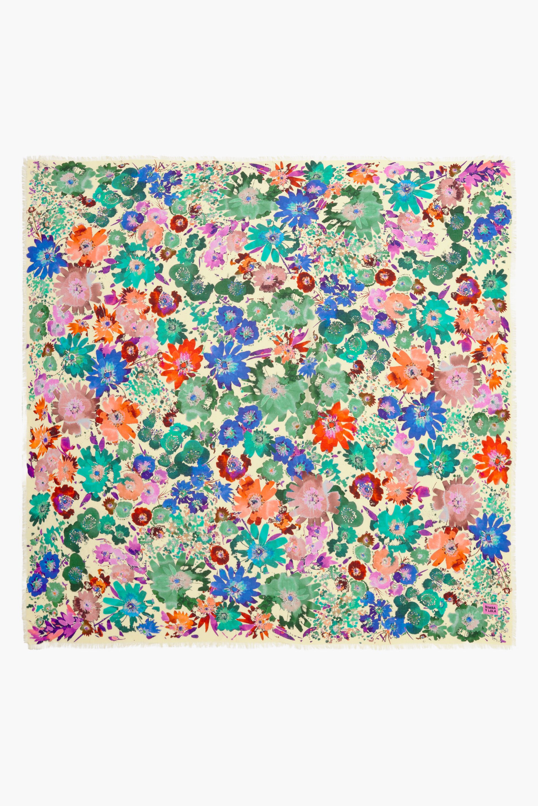 Xale de flores aquarela baunilha