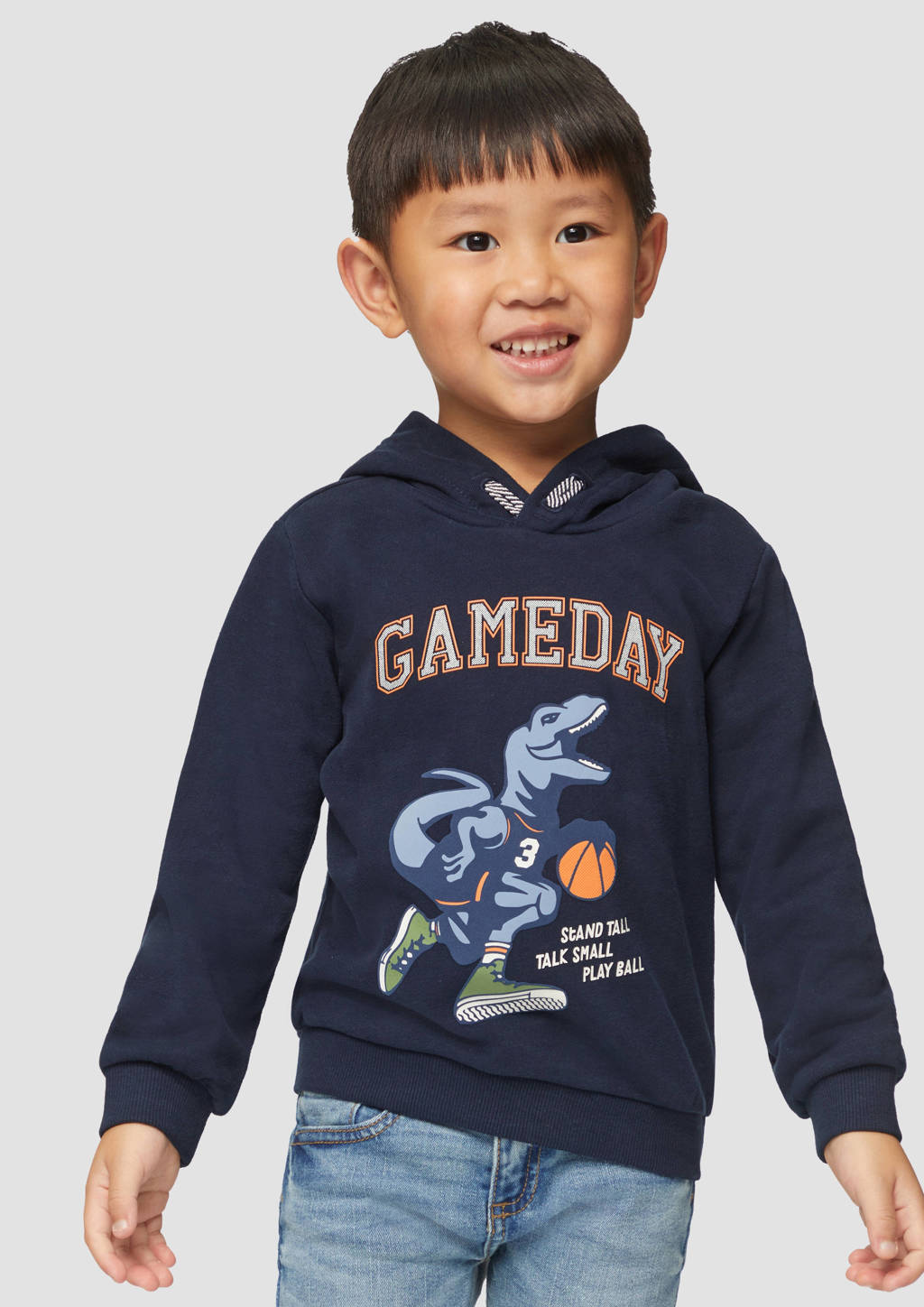 s.Oliver hoodie met printopdruk donkerblauw