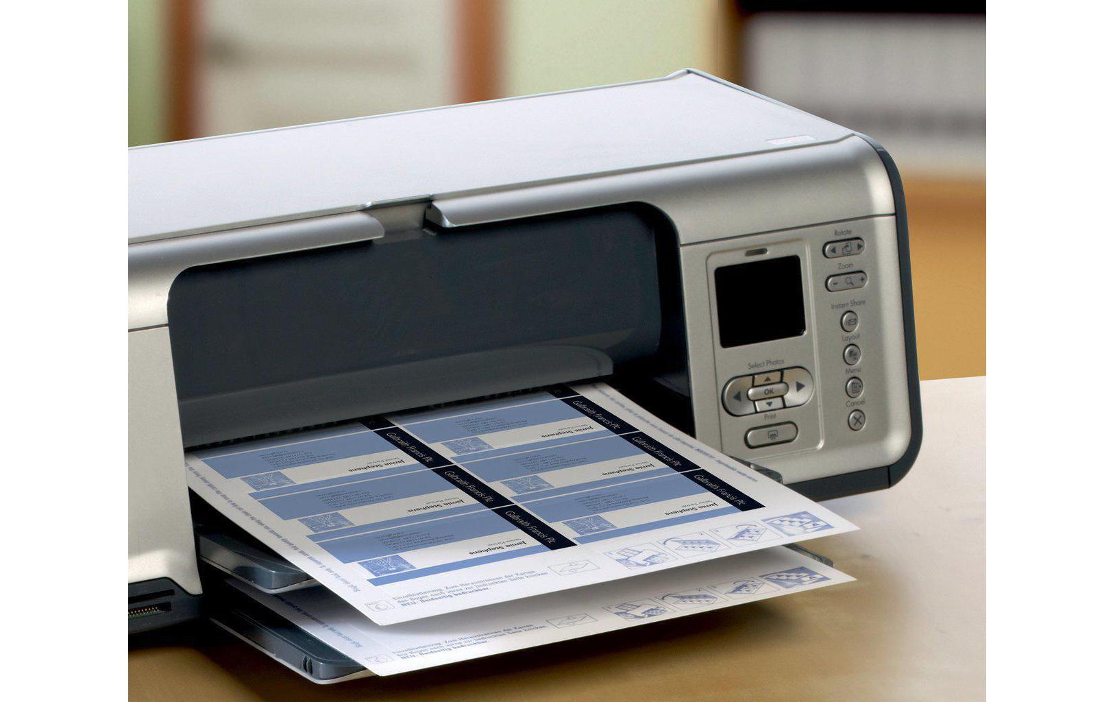 Visitenkarten-Etiketten Inkjet 85 x 54 mm 200 StückEtiketten für Drucker, 85 x 54 mm, weiss
